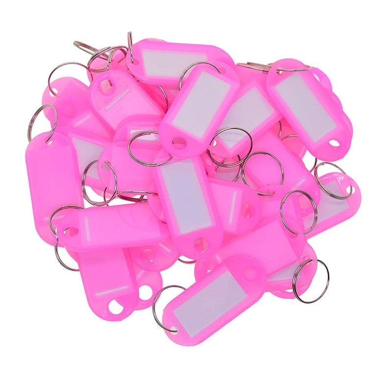 FRECI 50pcs Key Tag with Labels Plastic Key Tags Key Labels Tags with Key Rings as Key Fobs Luggage Pet Name Memory Stick Tags - Pink - Image 5